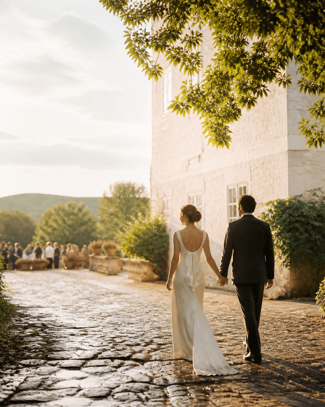 Illustrative image of a couple arriving at a celebration